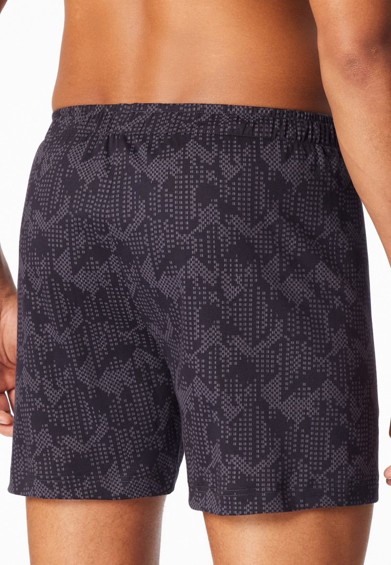 Boxer con fantasia interlock in carbone - Fine Interlock