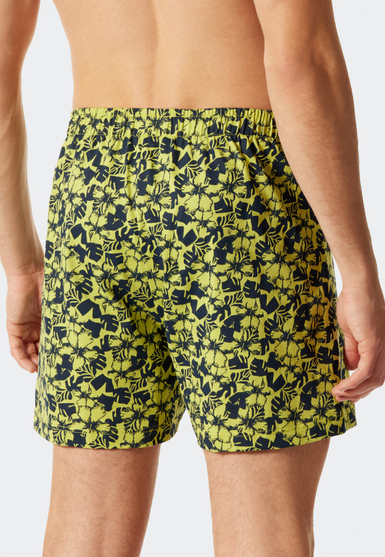Boxershorts Jersey 2er-Pack uni gemustert dunkelblau/gelb - Fun Prints