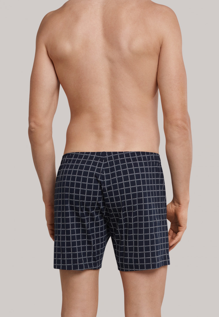 Boxer in jersey di colore blu scuro a quadri - Dark Sapphire