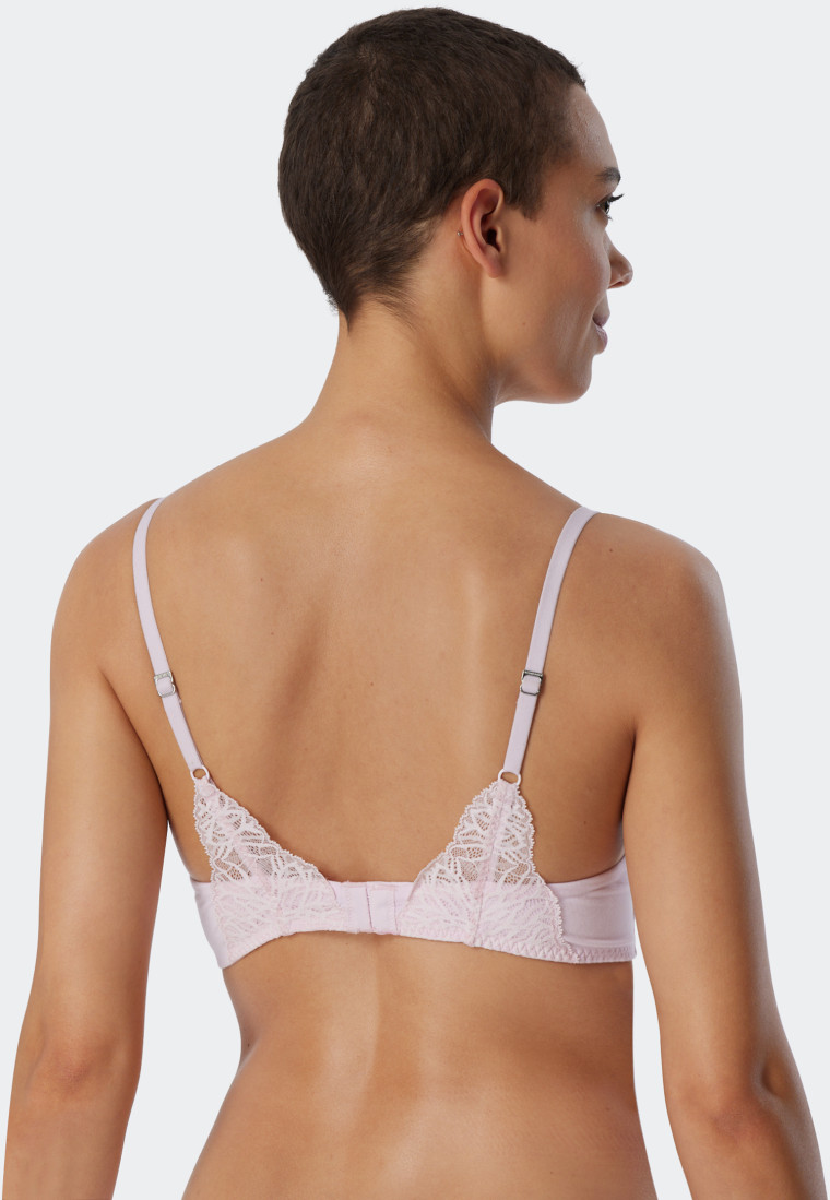 Underwire bra padded lace pale pink - Modal and Lace