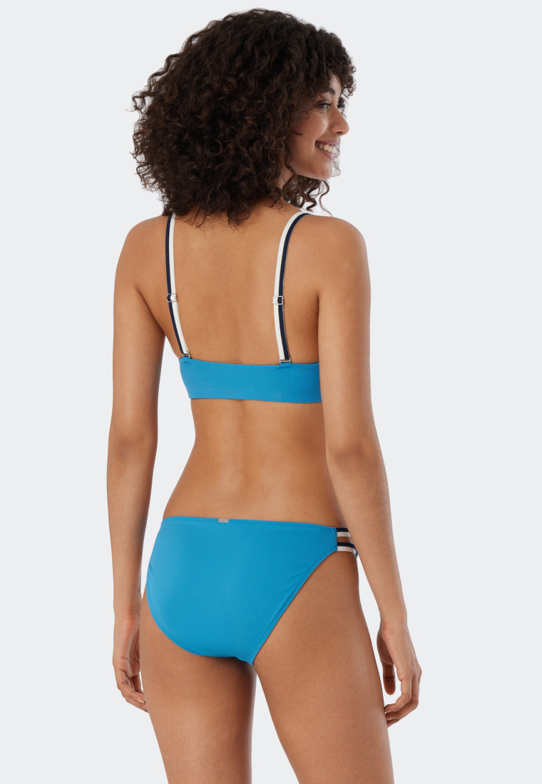 Set composto da bikini con ferretto, spalline regolabili e mini slip con design a coste, color acquario - Underwater