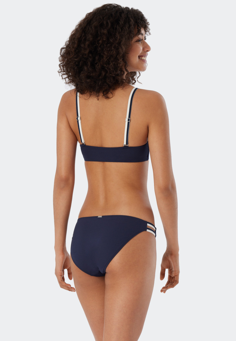 Underwire bikini set variable straps mini bottoms ribbed look dark blue - Underwater