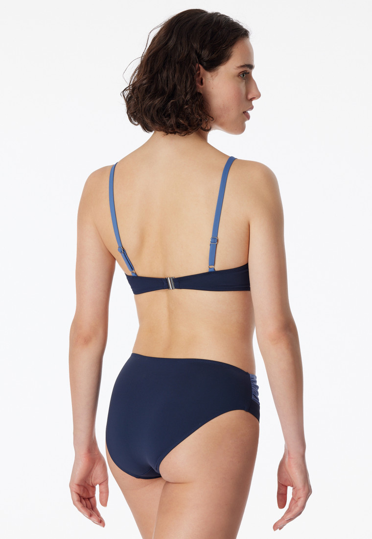 Bikini con ferretto e spalline regolabili slip midi blu scuro - Ocean Swim
