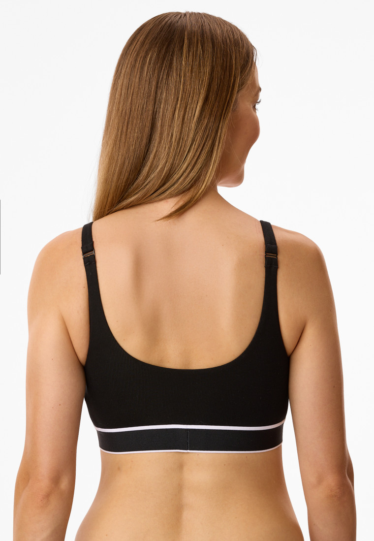 Brassière côtelé brossé coton bio noir - Pure Rib