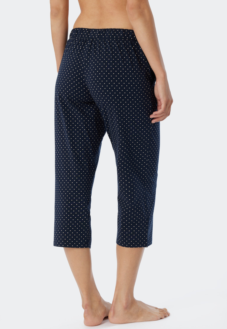 Pantaloni a 3/4 a pois di colore blu scuro - Mix+Relax