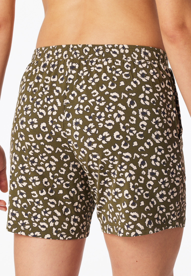 Hose kurz oliv gemustert - Mix+Relax