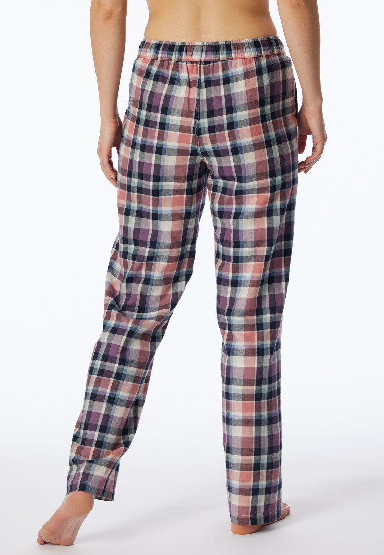 Pantaloni lunghi in tessuto tramato di cotone organico a quadri multicolore - Mix+Relax