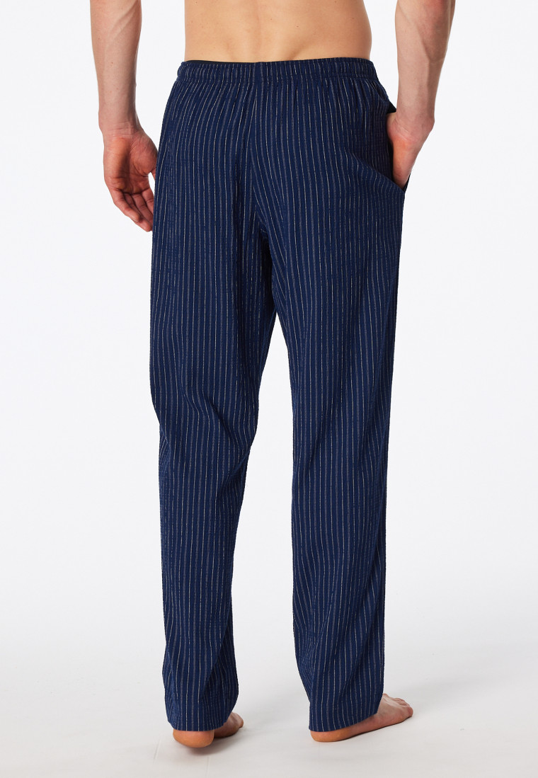 Pants long woven fabric seersucker navy striped - Mix+Relax
