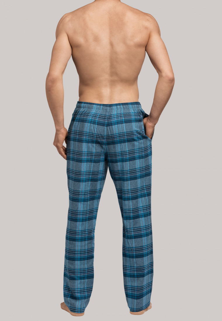 Loungebroek lang flanel bordeaux geruit - Mix+Relax