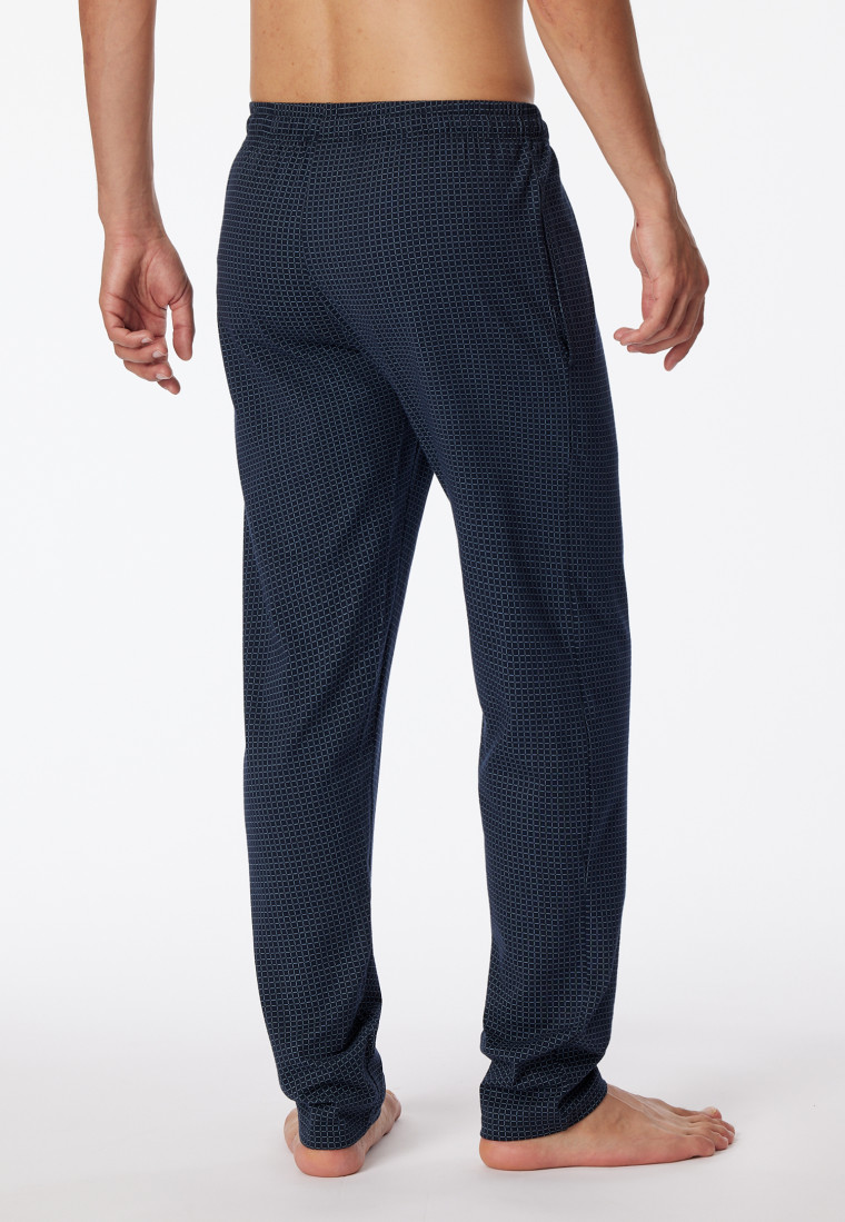 long lounge pants jersey dark blue and light blue check - Mix & Relax Cotton