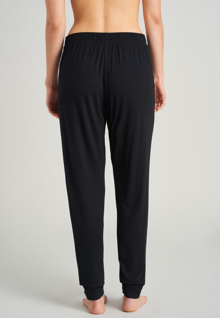 Lounge pants long modal cuffs black - Mix + Relax