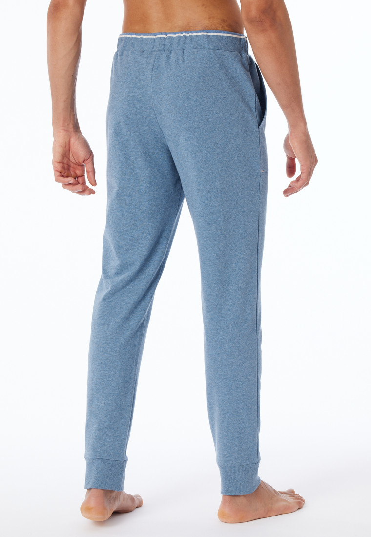 Loungehose lang Organic Cotton Bündchen Streifen blau meliert - Mix+Relax