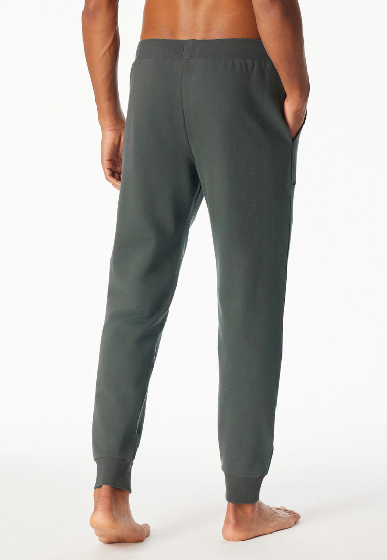 Loungehose lang Sweatware Organic Cotton Bündchen dunkelgrün - Mix+Relax