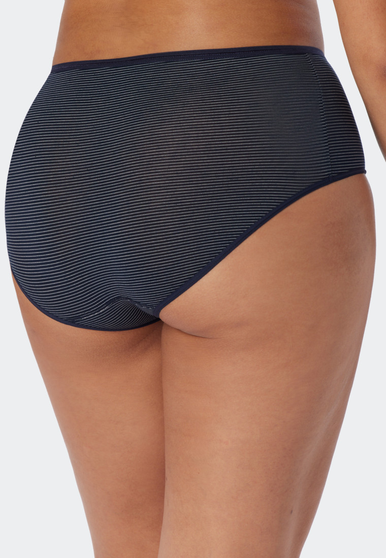 Midi panties 2-pack midnight blue and white ringed - Modal Essentials