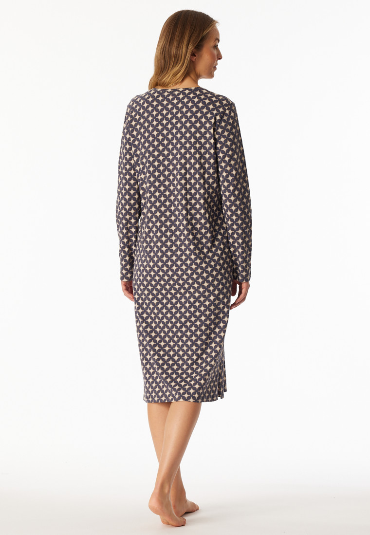 Sleep shirt long-sleeve graphite patterned - Comfort Essentials