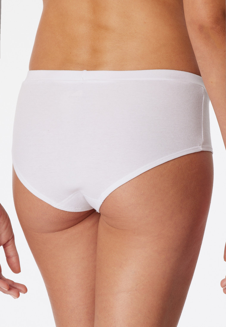 Mutandine in cotone biologico a doppia costa, bianco - Pure Rib