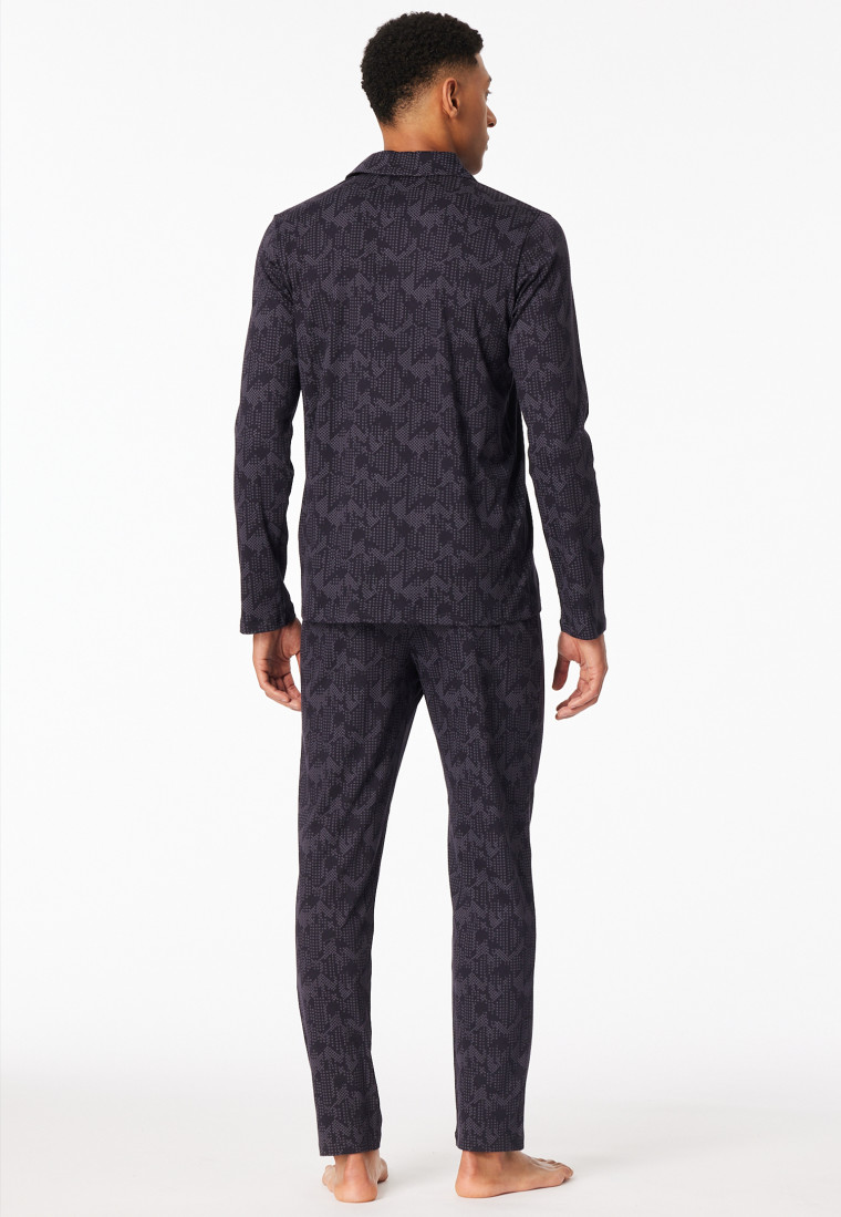 Pyjama lang Interlock kohle gemustert - Fine Interlock