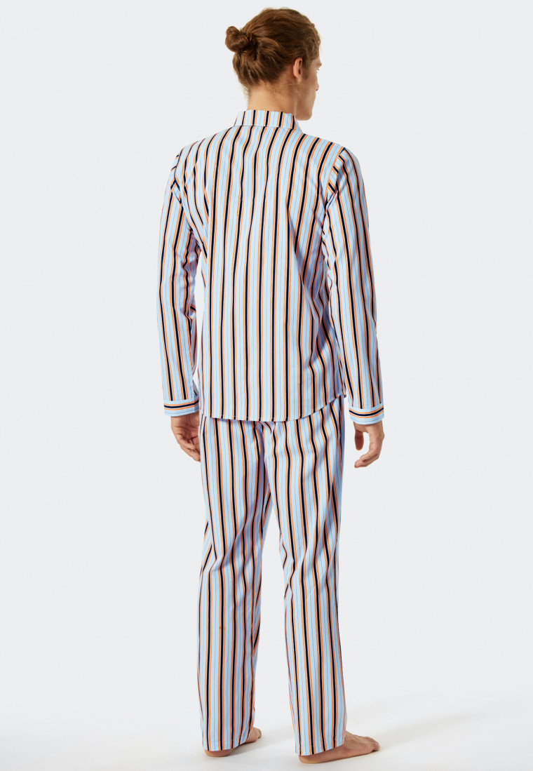 Pyjama long tissé patte de boutonnage rayé multicolore - Pyjama Story