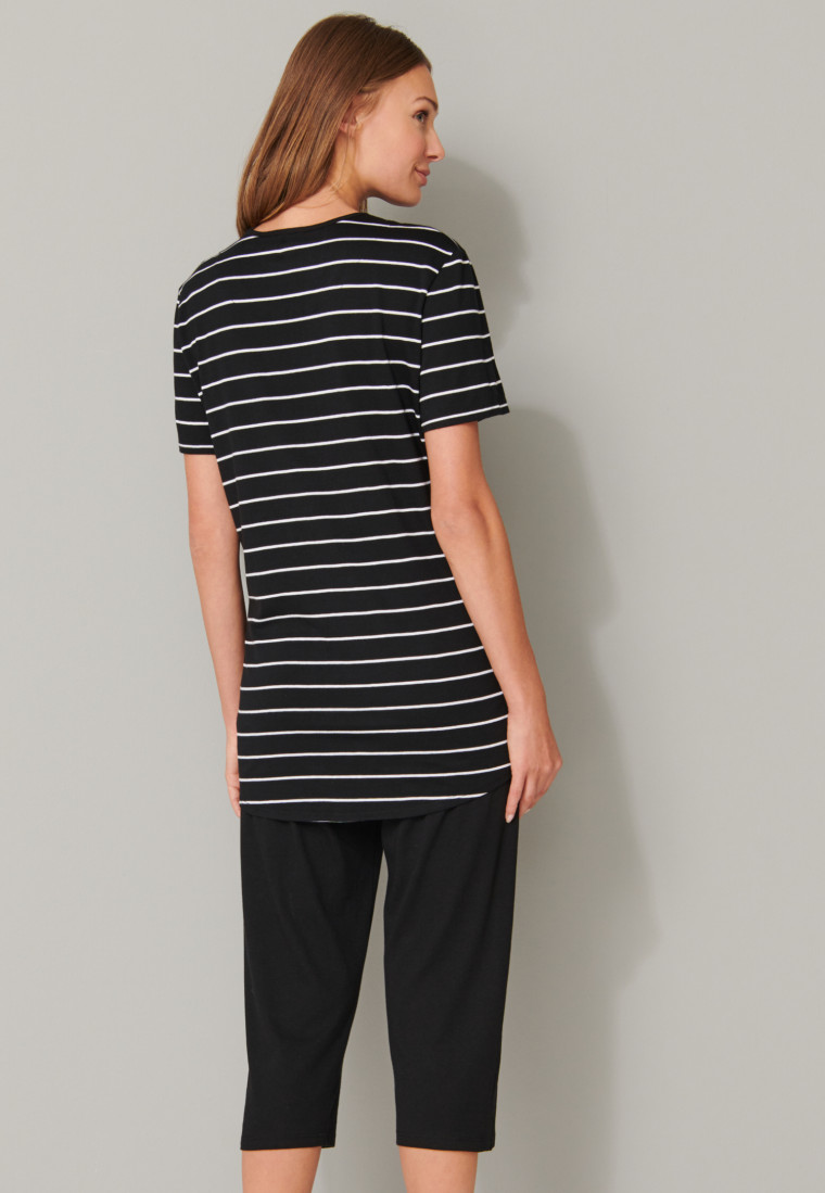 Pajamas 3/4 length stripes black – selected! premium