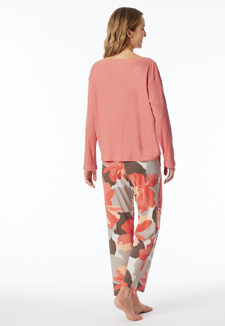 Pigiama 7/8 a coste doppie papaia - Modern Nightwear