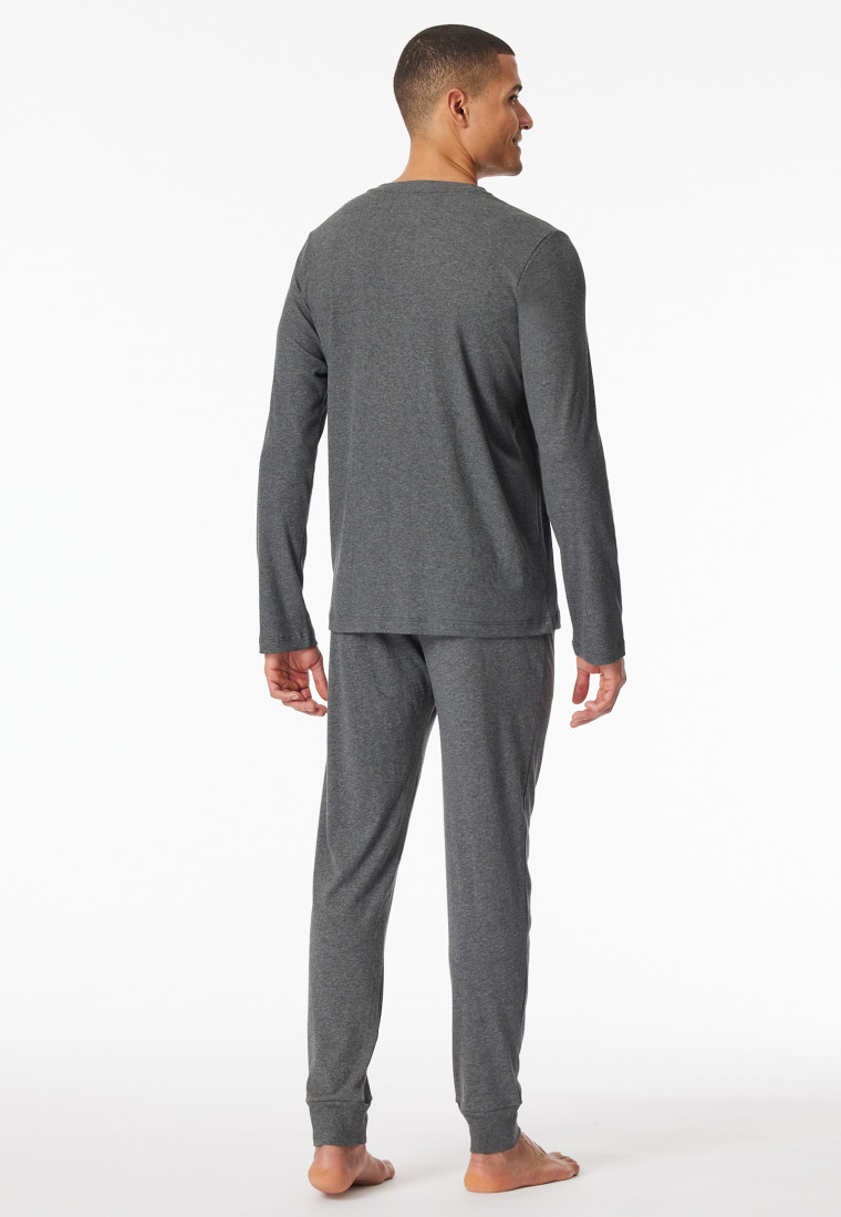 Pyjama côtelé long poignet gris foncé chiné - Modern Nightwear