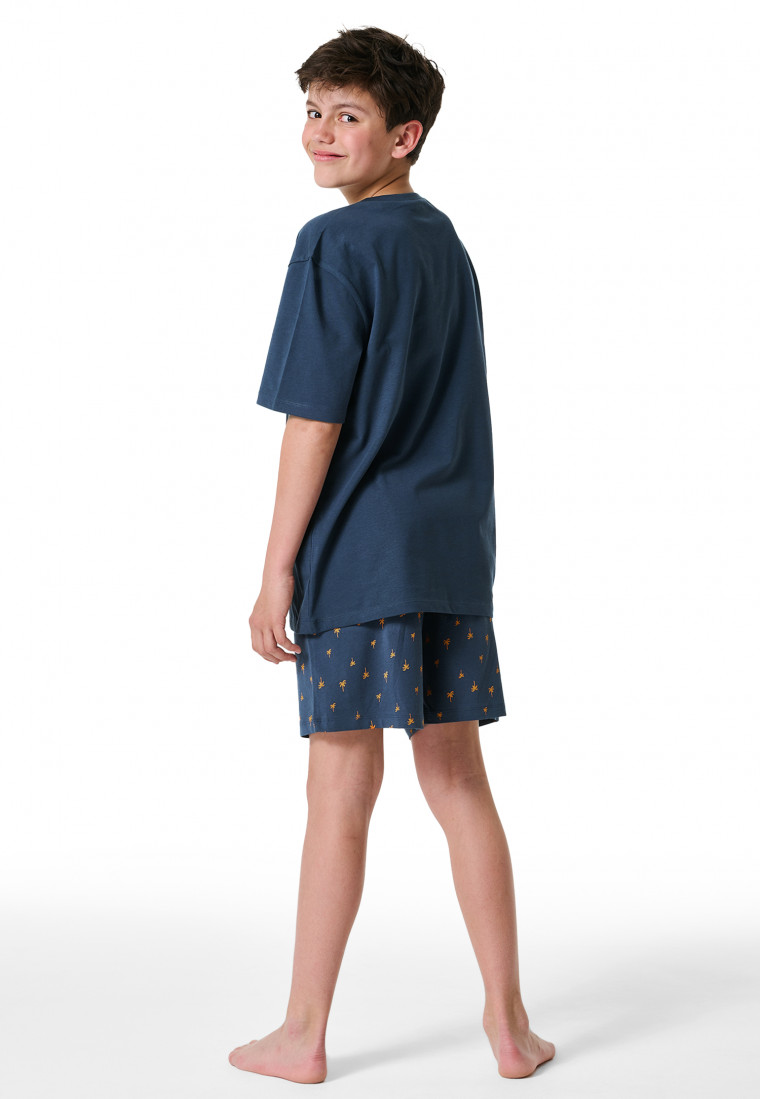 Schlafanzug kurz Organic Cotton Palmen graphit - Nightwear