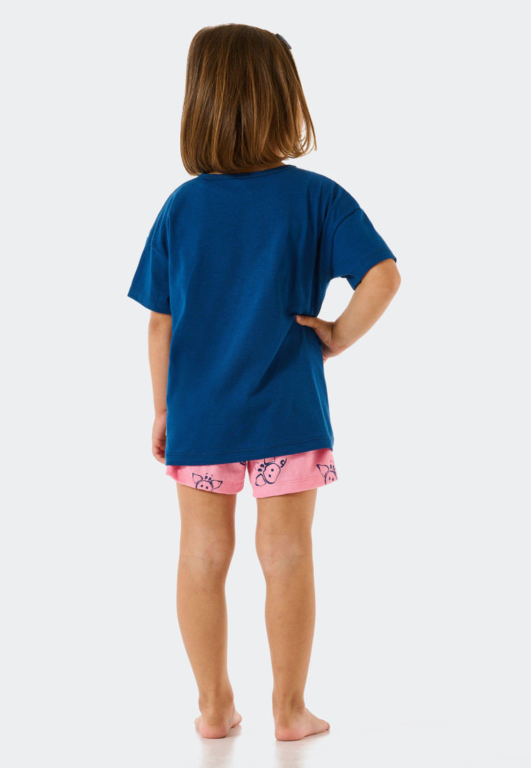 Pyjama court coton bio cochons bleu - Girls World