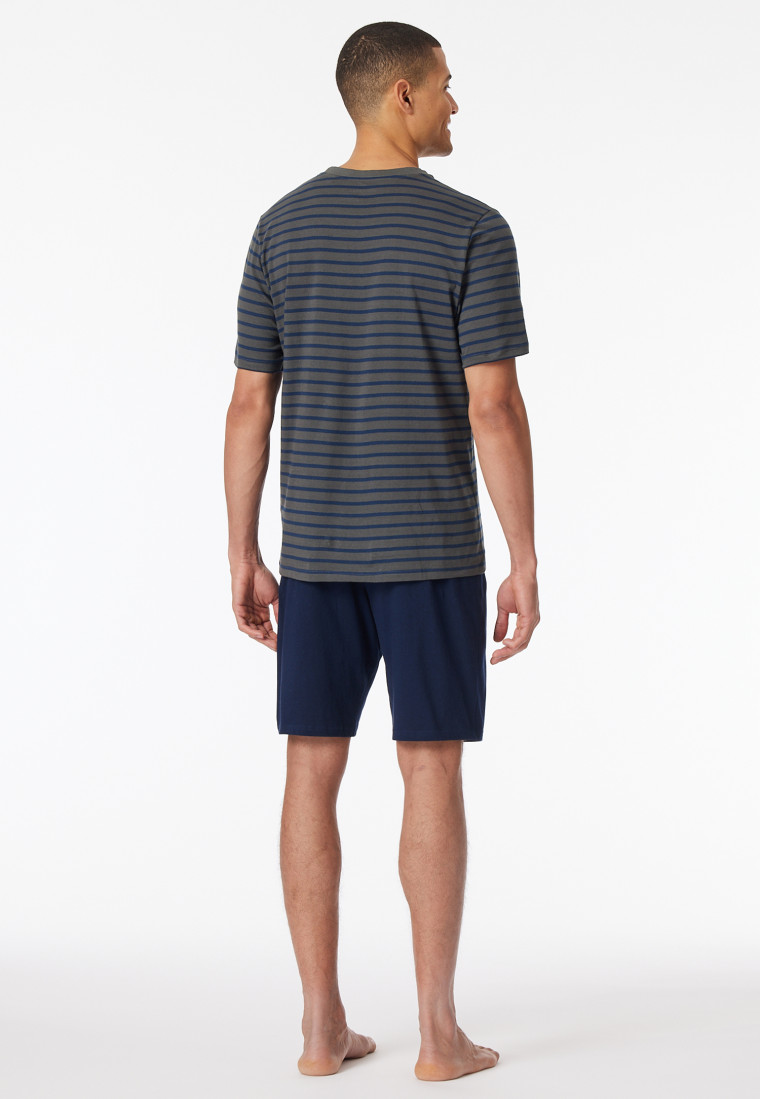 Pigiama corto con strisce antracite - Casual Essentials