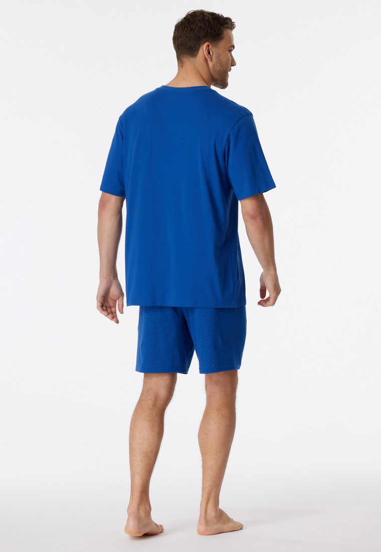 Pyjama court Encolure en V poche poitrine indigo imprimé - Comfort Essentials