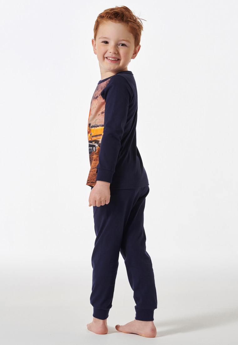 Schlafanzug lang Bagger dunkelblau - Boys World