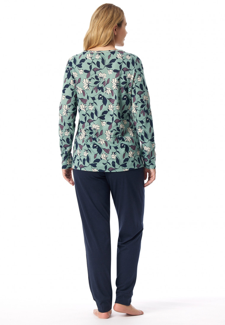 Schlafanzug lang Bündchen Blumen multicolor - Comfort Nightwear