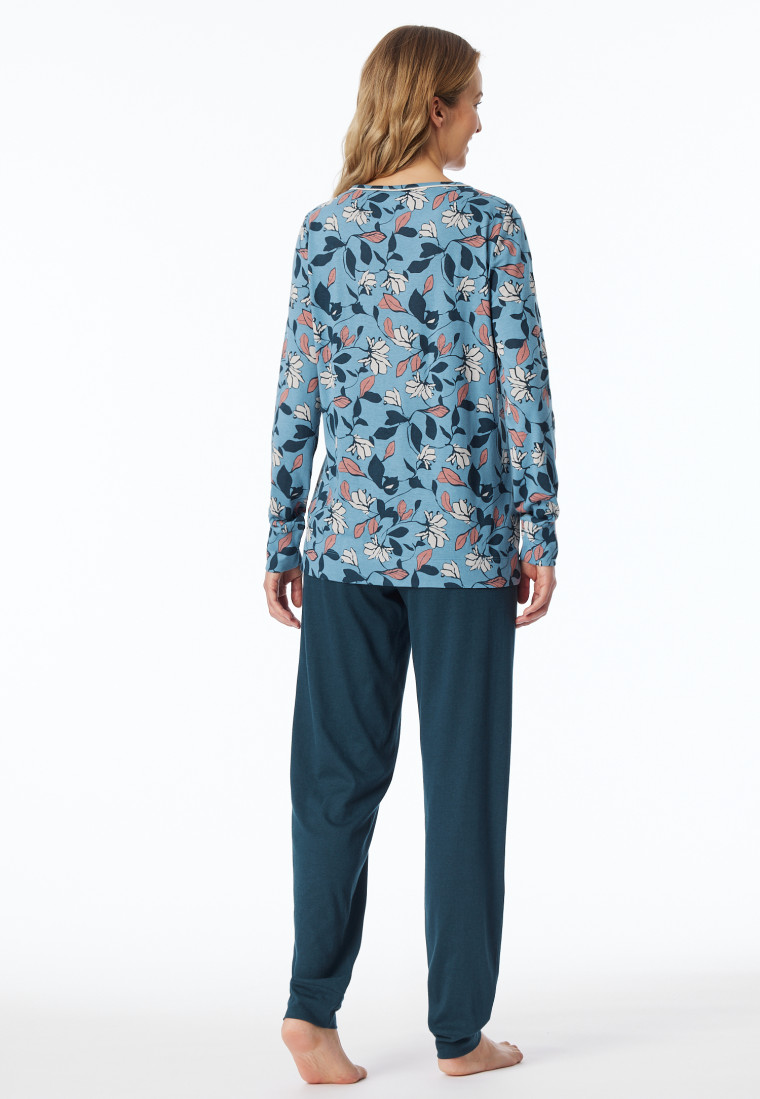 Schlafanzug lang Bündchen Blumen multicolor - Comfort Nightwear