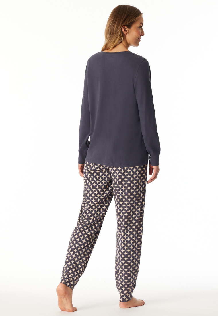 Pyjama long poignet imprimé graphite - Comfort Essentials