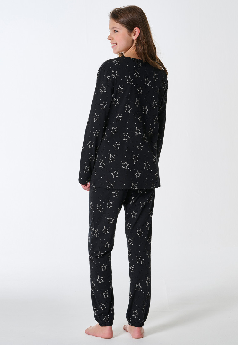 Pyjamas long cuffs stars black - Teens Nightwear