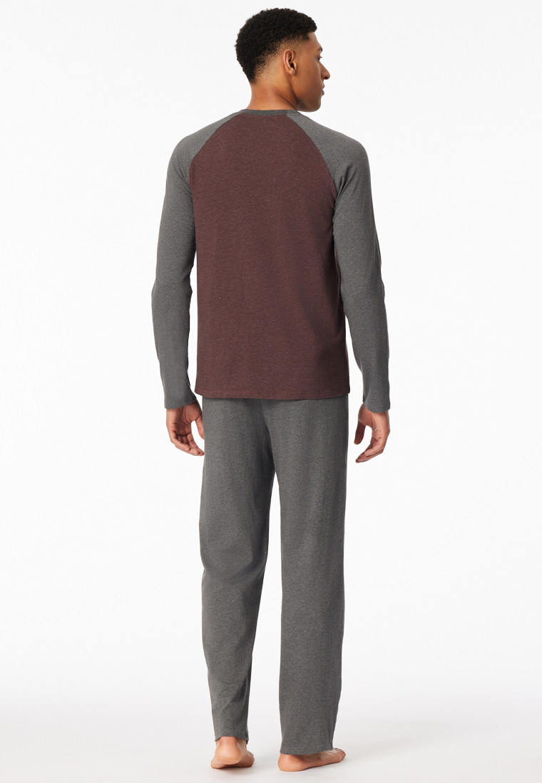 Schlafanzug lang burgund - 95/5