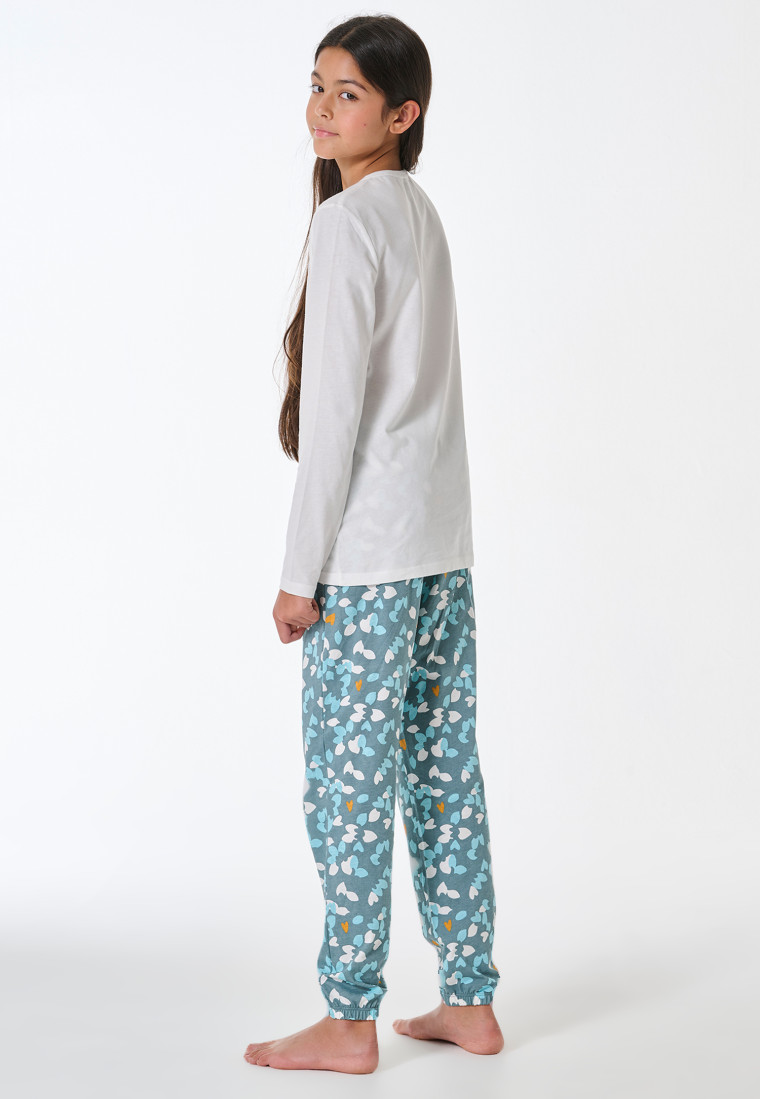 Schlafanzug lang floral gemustert off-white - Teens Nightwear