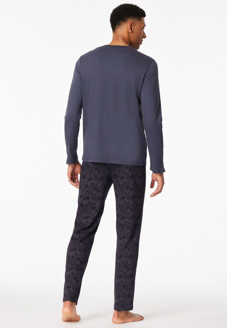 Pyjamas long Interlock coal patterned - Fine Interlock