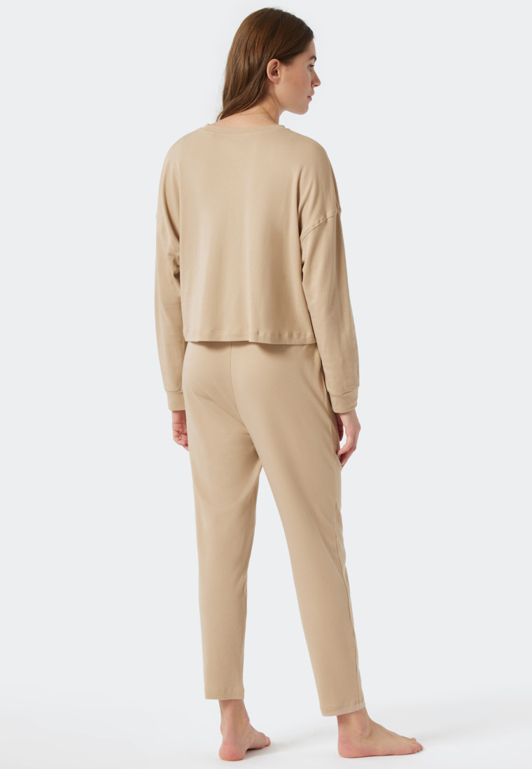 Pyjama long interlock court t-shirt oversize sable - Modern Nightwear