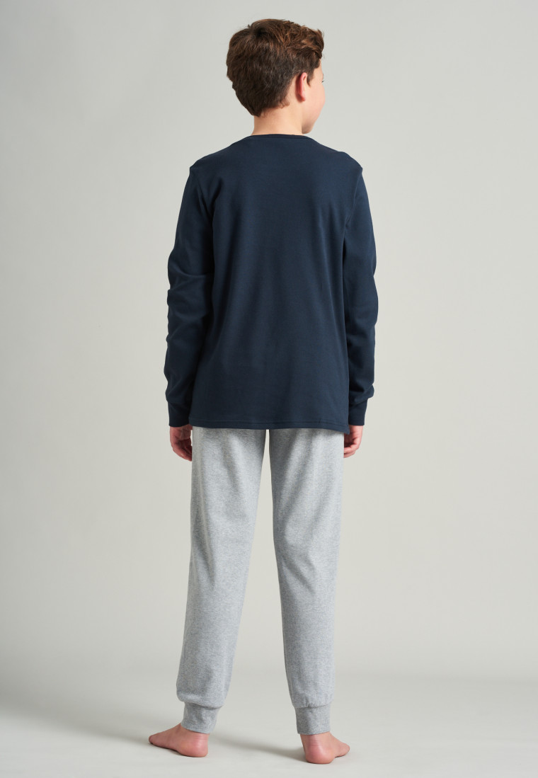 Pyjama long interlock coton bio bords-côtes anthracite - Acid Brights