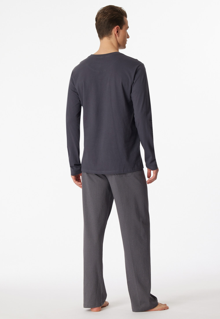 Schlafanzug lang Jersey anthrazit - Ebony