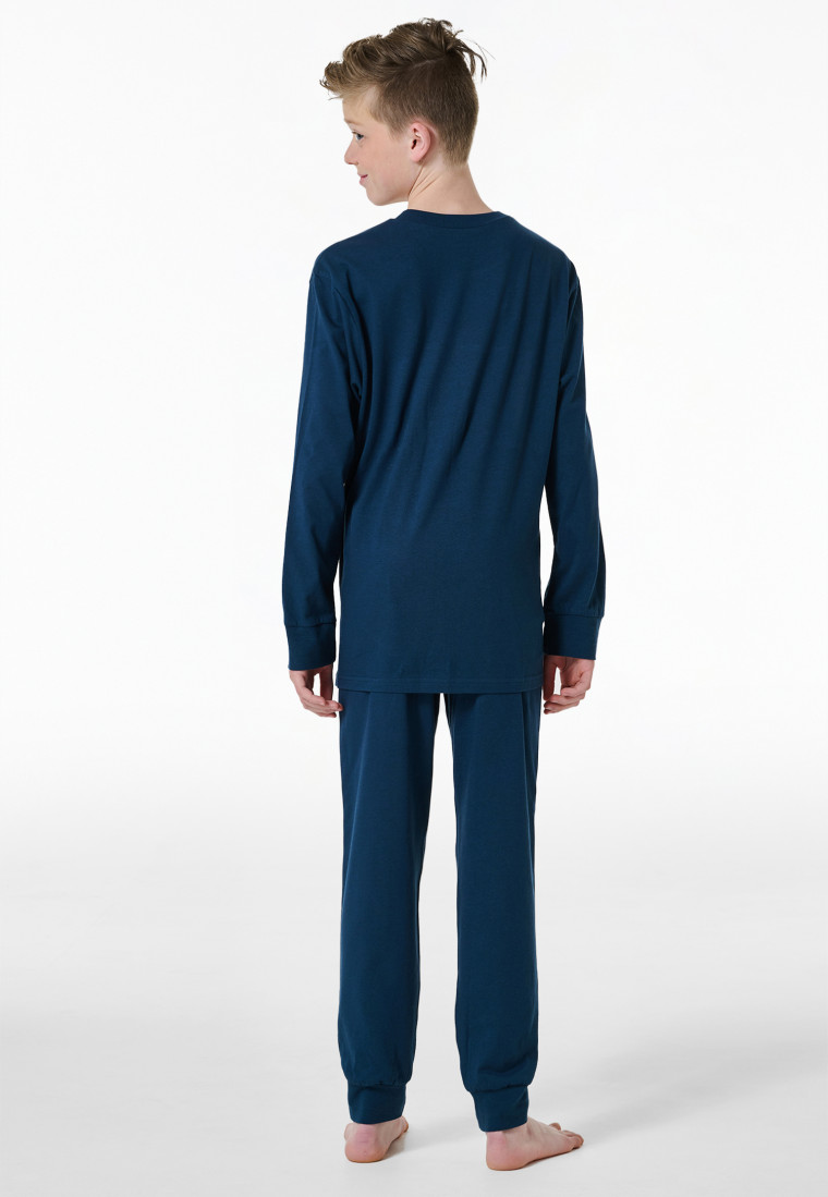 Pajamas long motif print blue - Nightwear