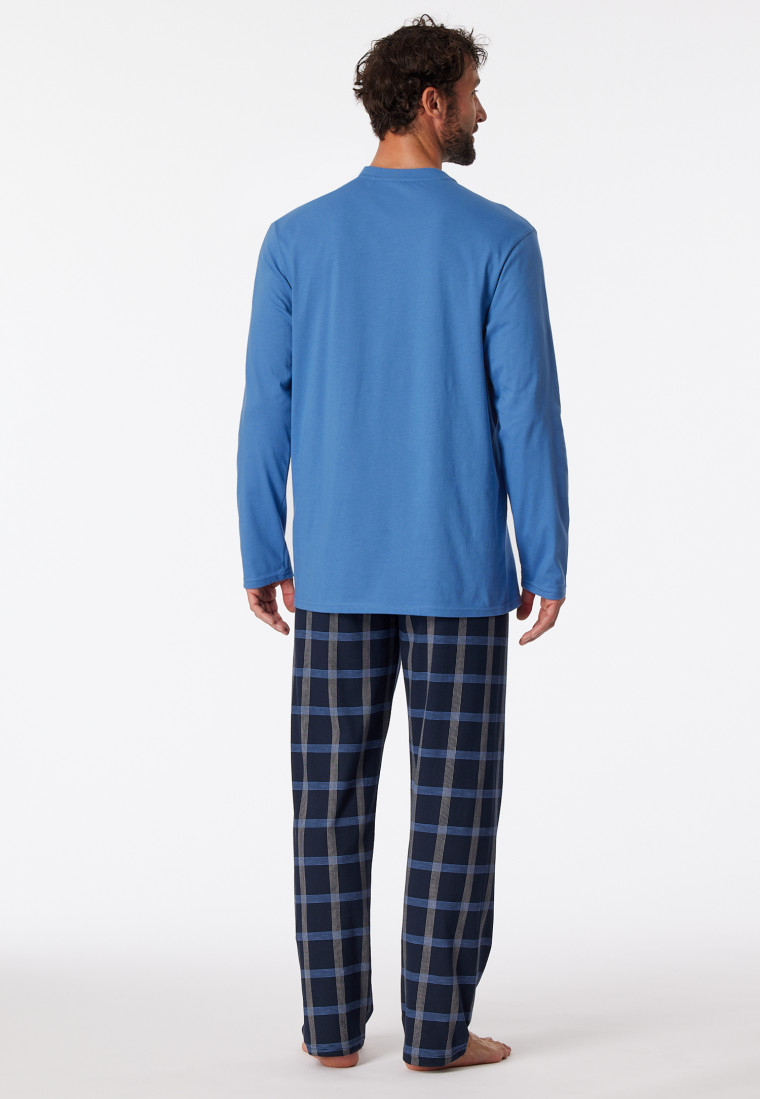Long pyjamas Organic Cotton checks Atlantic blue - Comfort Nightwear