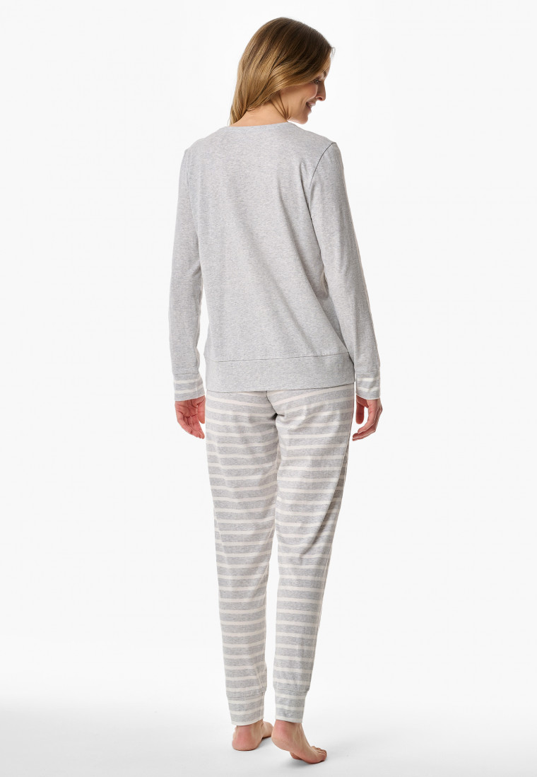 Pyjama long gris argenté chiné - Casual Essentials