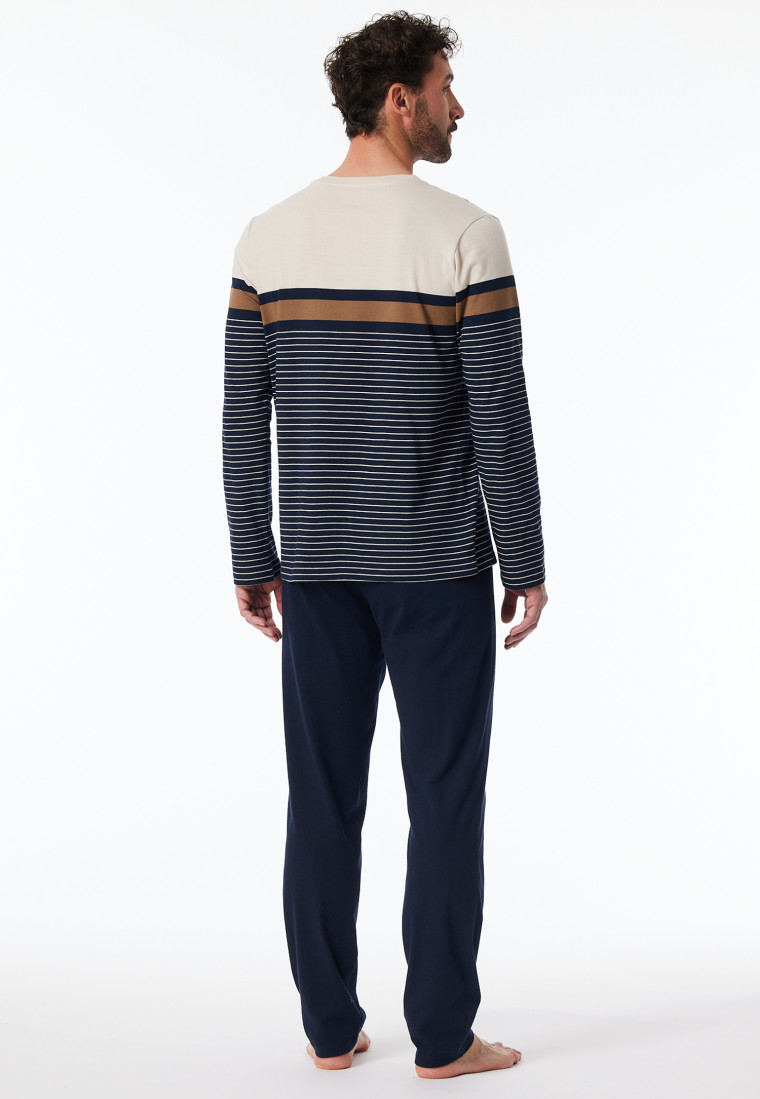 Pajamas long stripes midnight blue - Casual Nightwear