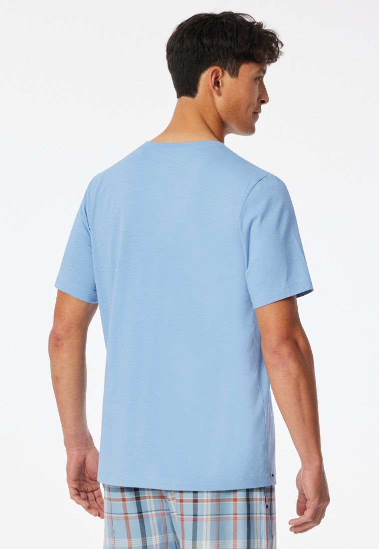 Tee-shirt manches courtes encolure en V bleu pacifique - Mix+Relax
