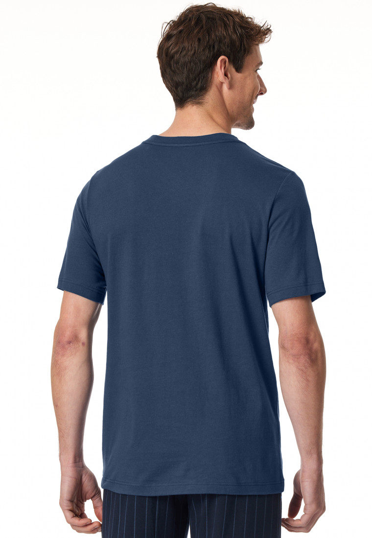 Shirt kurz arm V-Ausschnitt royal - Mix+Relax
