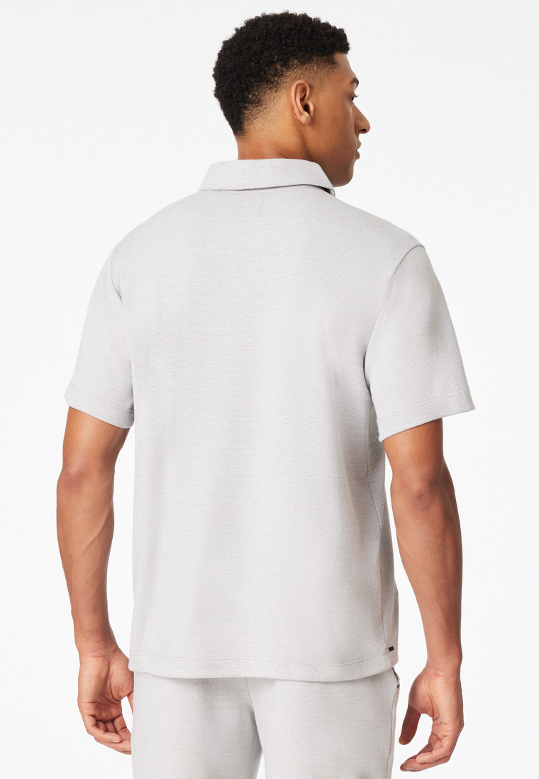 Shirt kurzarm Jacquard Reißverschluss jade - Mix+Relax