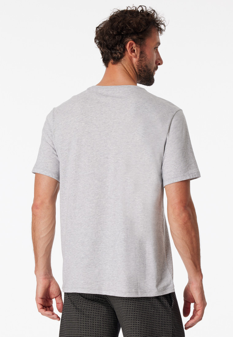 T-shirt a maniche corte scollo a V grigio mélange - Mix+Relax