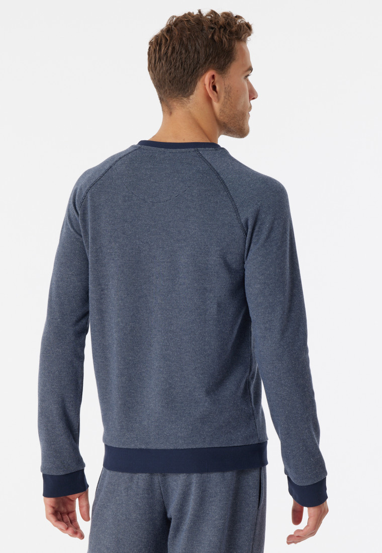 Shirt langarm Fleece Bündchen nachtblau - Mix+Relax