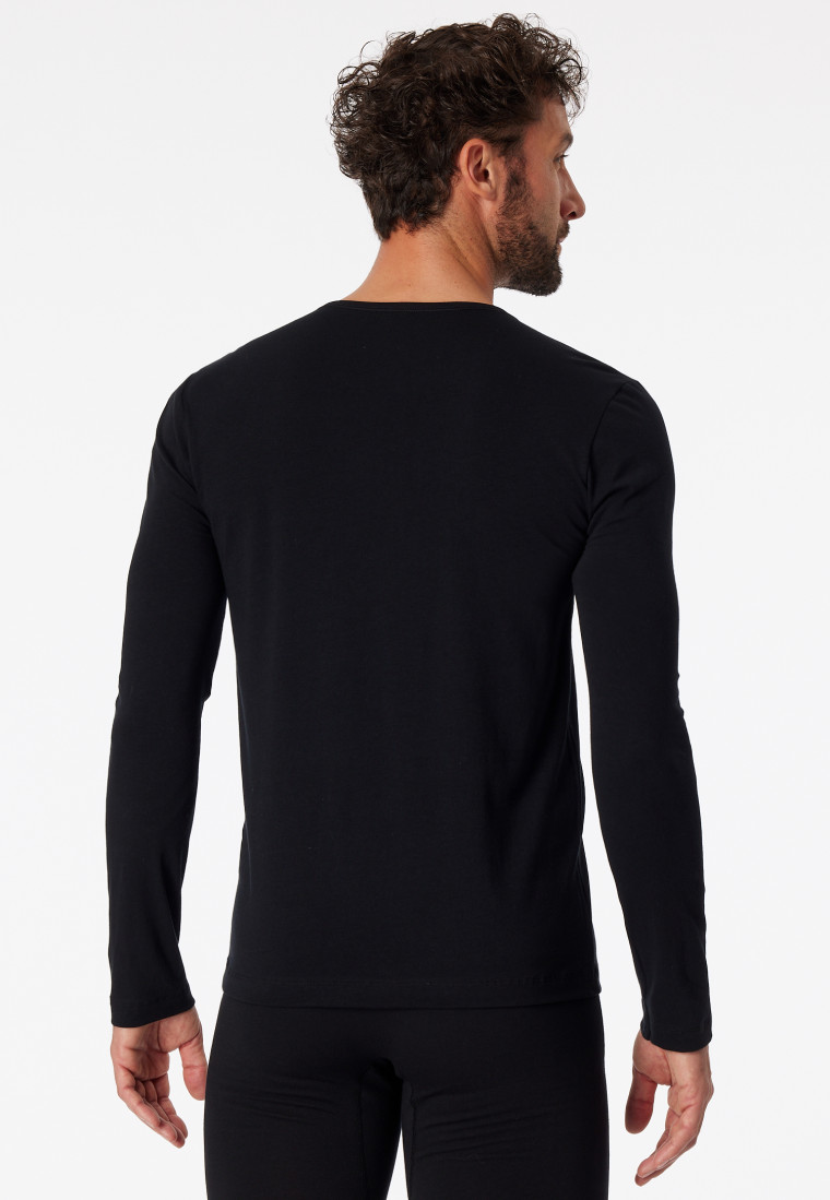 Shirt long-sleeved organic cotton crew neck black - 95/5
